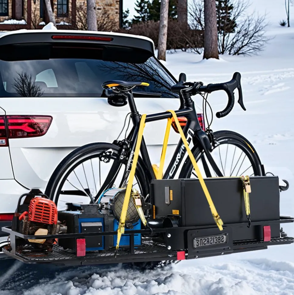 VEVOR 70" x 30" x 6", Hitch Cargo Carrier, 500 lbs Capacity Hitch Cargo Carrier with Ratchet Straps & Cargo Bag, Folding Hitch Mount Cargo Carrier with Hitch Lock for 2" Receiver, Fit for SUVs