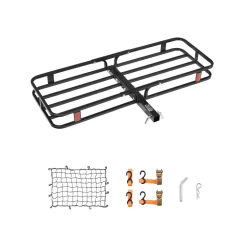 VEVOR 53" x 19" x 5", Hitch Cargo Carrier, 500 lbs Capacity Hitch Cargo Carrier with Hitch Stabilizer & Ratchet Straps, Hitch Mount Cargo Carrier with Cargo Net with Hook, Fit for SUVs