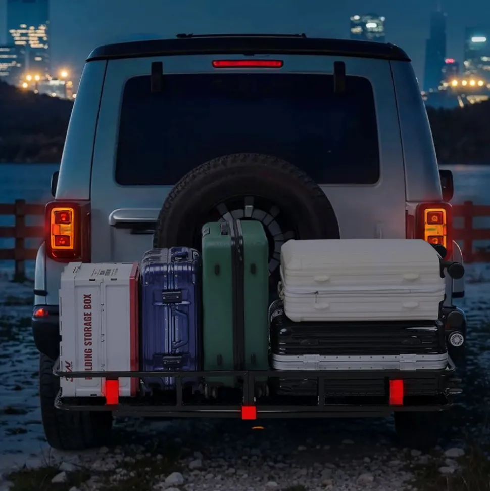 VEVOR 60" x 24" x 6", Hitch Cargo Carrier, 500 lbs Capacity Hitch Cargo Carrier with Nighttime Reflective Reminder, Folding Hitch Mount Cargo Carrier with Hitch Stabilizer, Fit for SUVs