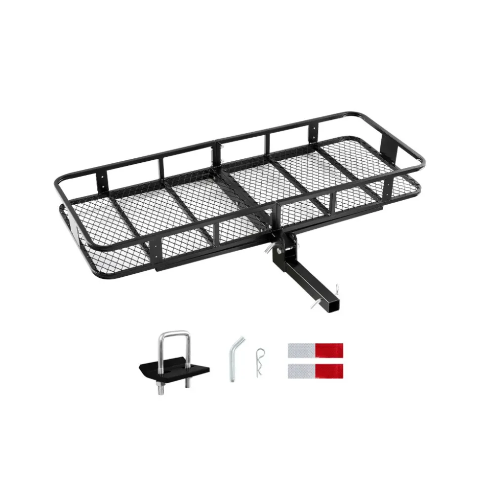 VEVOR 60" x 24" x 6", Hitch Cargo Carrier, 500 lbs Capacity Hitch Cargo Carrier with Nighttime Reflective Reminder, Folding Hitch Mount Cargo Carrier with Hitch Stabilizer, Fit for SUVs