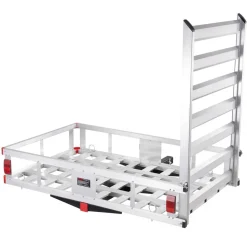 VEVOR 50 x 29.5 x 8.7 inch Hitch Cargo Carrier, 500lbs Capacity Trailer Hitch Mounted Cargo Basket, Aluminum Luggage Carrier Rack with Folding Ramp, Fits 2