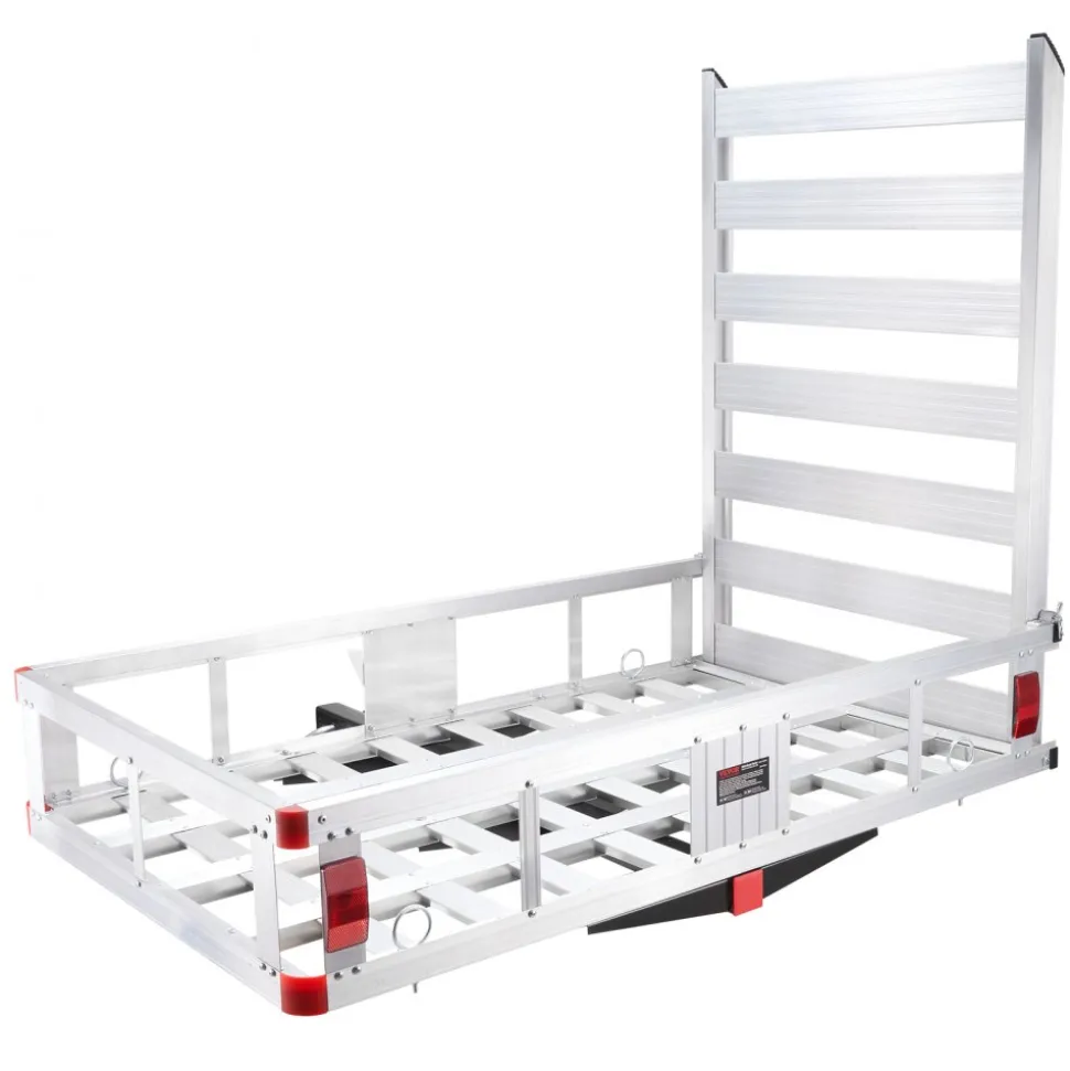 VEVOR 50 x 29.5 x 8.7 inch Hitch Cargo Carrier, 500lbs Capacity Trailer Hitch Mounted Cargo Basket, Aluminum Luggage Carrier Rack with Folding Ramp, Fits 2" Hitch Receiver for SUV Truck Pickup Camping