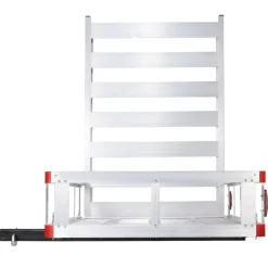VEVOR 50 x 29.5 x 8.7 inch Hitch Cargo Carrier, 500lbs Capacity Trailer Hitch Mounted Cargo Basket, Aluminum Luggage Carrier Rack with Folding Ramp, Fits 2