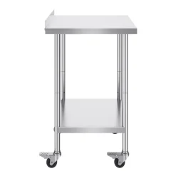 VEVOR 24 x 30 x 40 Inch Stainless Steel Work Table, Commercial Food Prep Worktable with Casters, Heavy Duty Prep Worktable, Metal Work Table with Adjustable Height for Restaurant, Home and Hotel