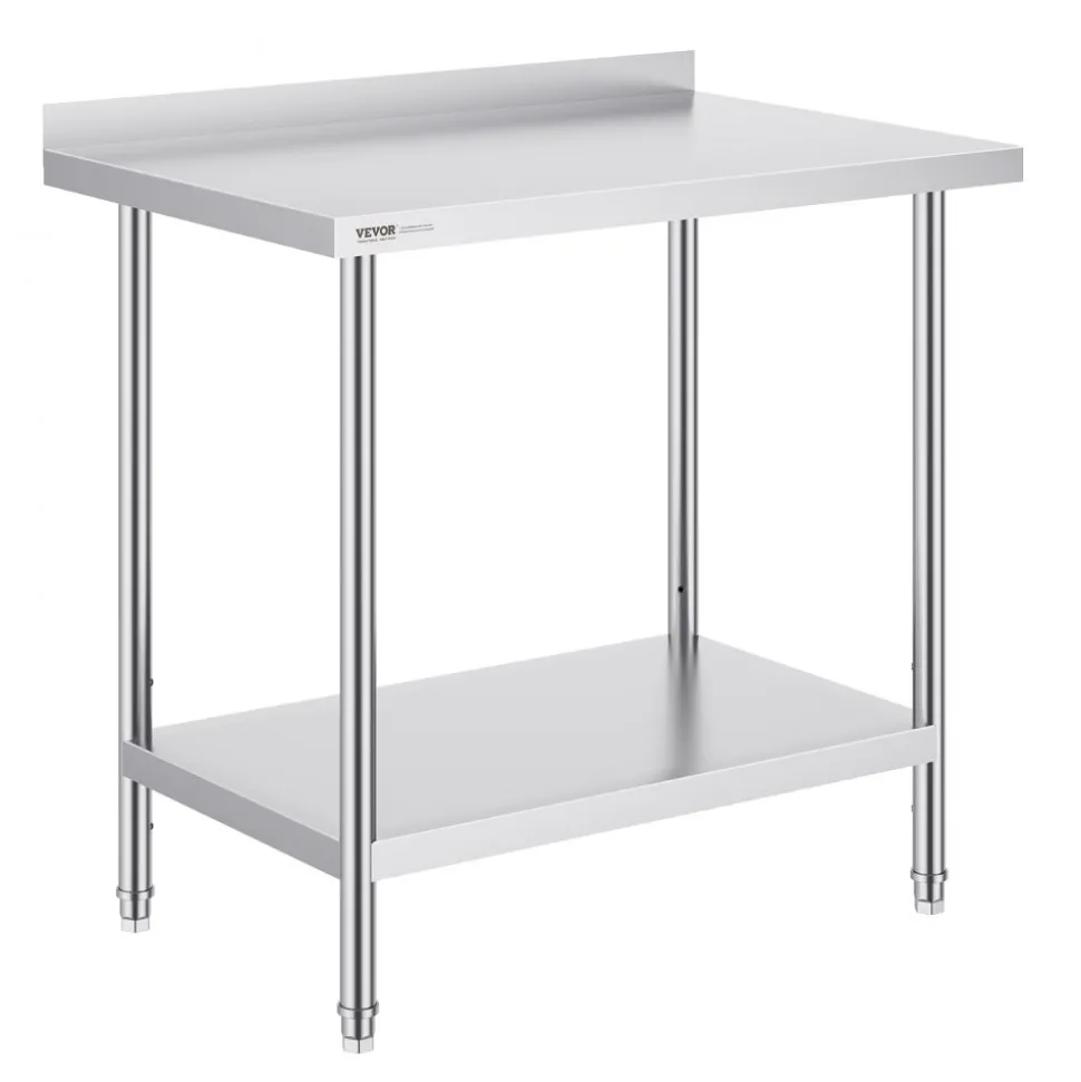 VEVOR 24 x 36 x 36 Inch Stainless Steel Work Table, Commercial Food Prep Worktable Heavy Duty Prep Worktable, Metal Work Table with Adjustable Height for Restaurant, Home and Hotel