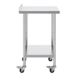 VEVOR 24 x 24 x 40 Inch Stainless Steel Work Table, Commercial Food Prep Worktable with Casters, Heavy Duty Prep Worktable, Metal Work Table with Adjustable Height for Restaurant, Home and Hotel