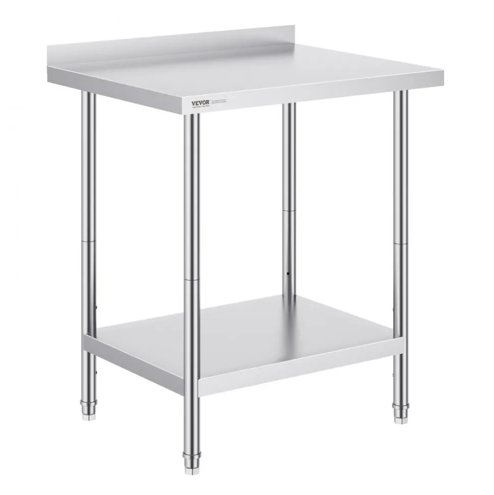 VEVOR 24 x 30 x 36 Inch Stainless Steel Work Table, Commercial Food Prep Worktable Heavy Duty Prep Worktable, Metal Work Table with Adjustable Height for Restaurant, Home and Hotel