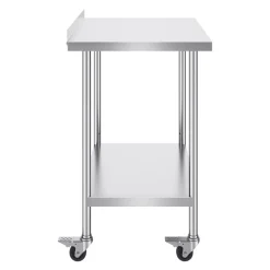 VEVOR 24 x 36 x 40 Inch Stainless Steel Work Table, Commercial Food Prep Worktable with Casters, Heavy Duty Prep Worktable, Metal Work Table with Adjustable Height for Restaurant, Home and Hotel