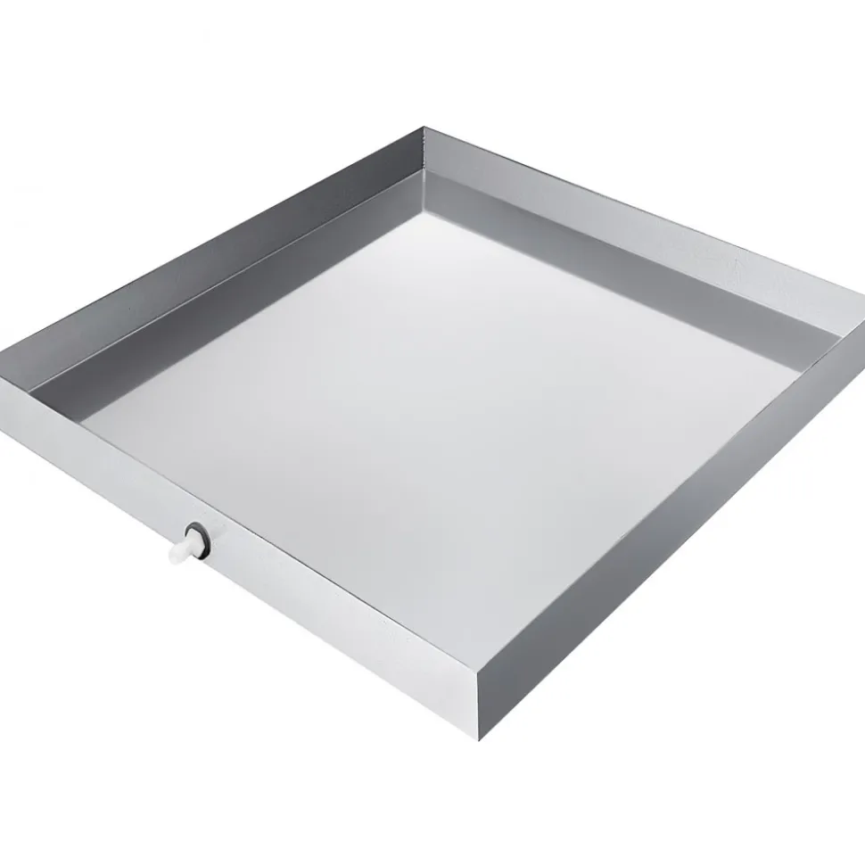 VEVOR 32 x 30 x 2.5 Inch Washing Machine Pan 18 GA Thickness 304 Stainless Steel Heavy Duty Compact Washer Drip Tray with Drain Hole & Hose Adapter