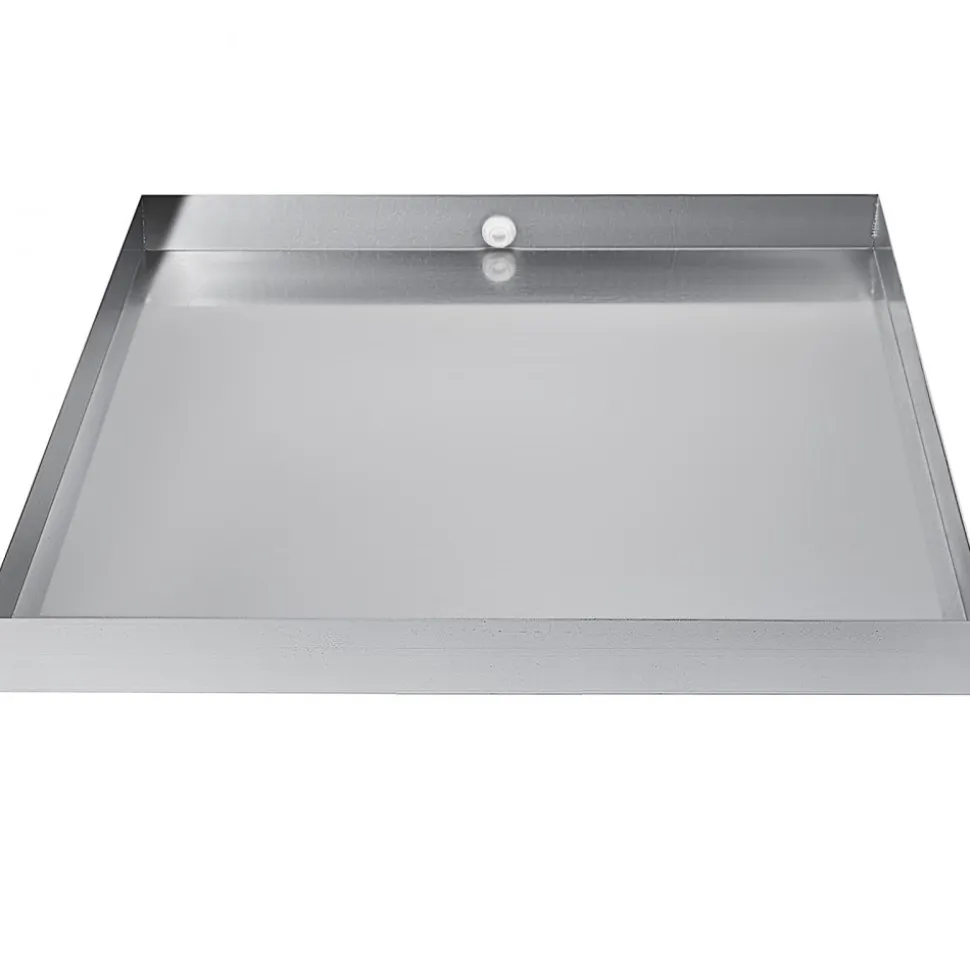 VEVOR 32 x 30 x 2.5 Inch Washing Machine Pan 18 GA Thickness 304 Stainless Steel Heavy Duty Compact Washer Drip Tray with Drain Hole & Hose Adapter