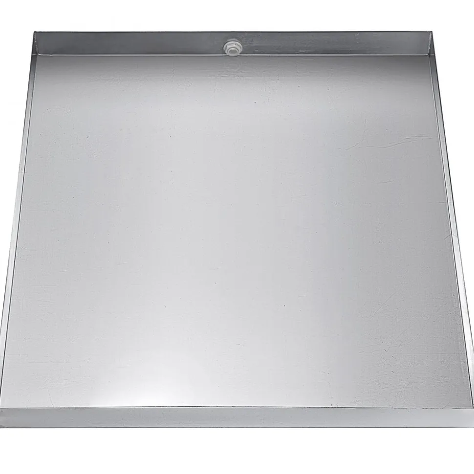 VEVOR 32 x 30 x 2.5 Inch Washing Machine Pan 18 GA Thickness 304 Stainless Steel Heavy Duty Compact Washer Drip Tray with Drain Hole & Hose Adapter