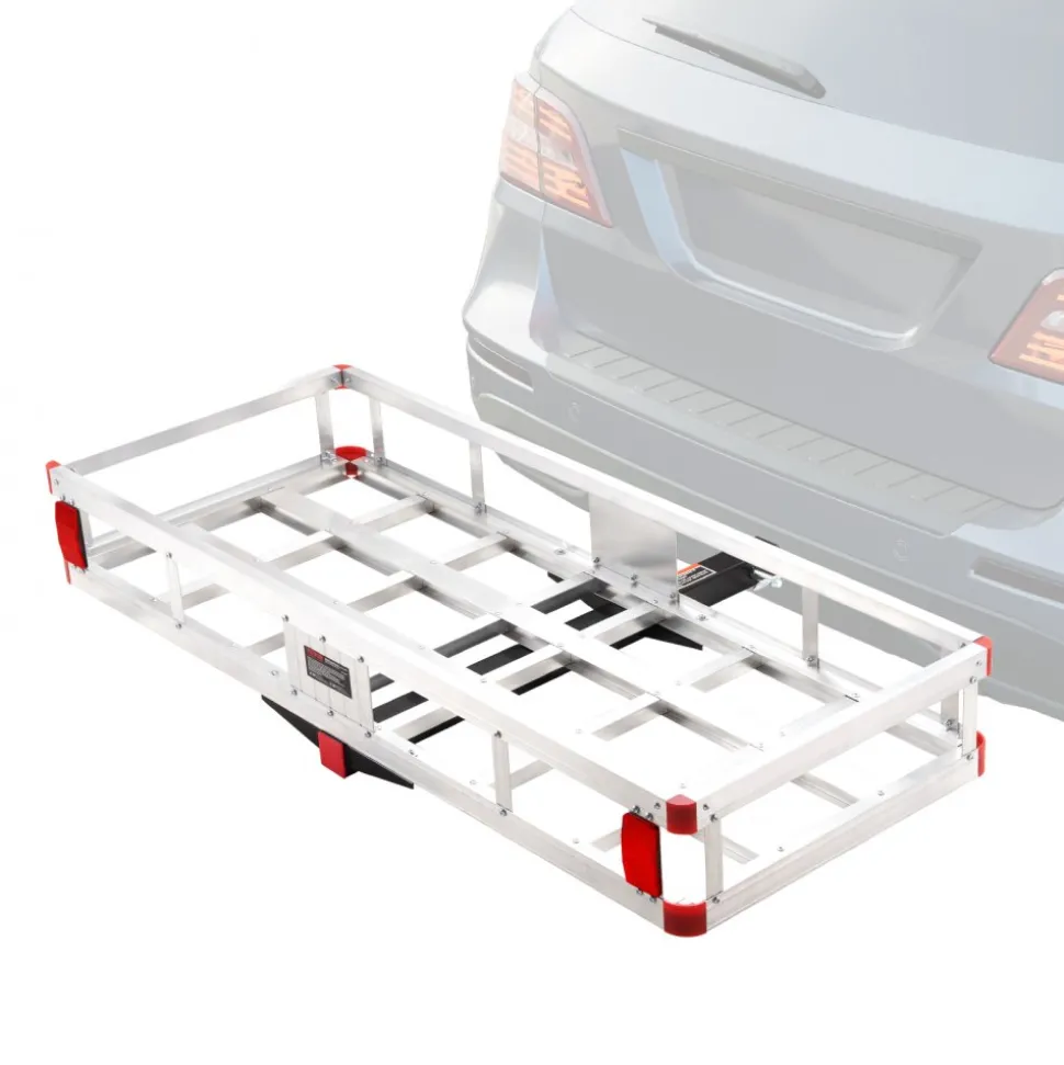 VEVOR 49.4 x 22.4 x 7.1 in Hitch Cargo Carrier, 500lbs Loading Capacity Trailer Hitch Mounted Cargo Basket, Rust-proof Aluminum Luggage Carrier Rack Fits 2" Hitch Receiver for SUV Truck Pickup Camping