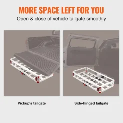 VEVOR 49.4 x 22.4 x 7.1 in Hitch Cargo Carrier, 500lbs Loading Capacity Trailer Hitch Mounted Cargo Basket, Rust-proof Aluminum Luggage Carrier Rack Fits 2