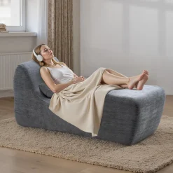 VEVOR Yoga Chair Chaise, Ergonomic Chaise Lounge Chair for Yoga, Modern Boneless Curved Foam Lounge Indoor for Massage, Stretching, Relaxation, Exercise, Used in Living Room, Bedroom, Balcony, Grey
