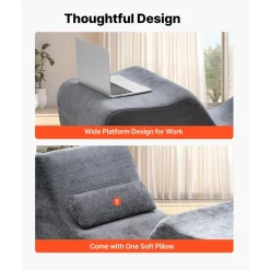 VEVOR Yoga Chair Chaise, Ergonomic Chaise Lounge Chair for Yoga, Modern Boneless Curved Foam Lounge Indoor for Massage, Stretching, Relaxation, Exercise, Used in Living Room, Bedroom, Balcony, Grey
