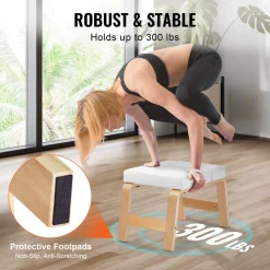 VEVOR Yoga Headstand Bench, 300 lbs Capacity Yoga Inversion Chair for Family Gym, Headstand Trainer with Wood Frame & PU Pad, Stand Yoga Stool for Strength Balance Training, Relieve Fatigue, Black