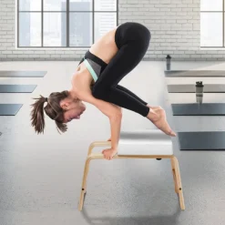 VEVOR Yoga Headstand Bench, 300 lbs Capacity Yoga Inversion Chair for Family Gym, Headstand Trainer with Wood Frame & PU Pad, Stand Yoga Stool for Strength Balance Training, Relieve Fatigue, Black