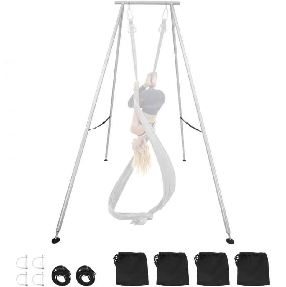 VEVOR Yoga Stand Frame, 9.6 ft Length Swing Stand, Max 551.2 lbs Load Triangular Structure Aerial Rig, Aerial Silk Stands for Yoga Enthusiasts, Non-Slip Base, Lightweight, Detachable Design