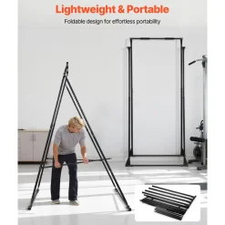 VEVOR Yoga Stand Frame, Max 440.9 lbs Load Swing Stand, Triangular Structure Yoga Aerial Rig, Aerial Silk Stands with EVA Foam, 4-Level Horizontal & 6-Level Vertical Adjustment, Multi-Functional