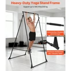 VEVOR Yoga Stand Frame, Max 440.9 lbs Load Swing Stand, Triangular Structure Yoga Aerial Rig, Aerial Silk Stands with EVA Foam, 4-Level Horizontal & 6-Level Vertical Adjustment, Multi-Functional