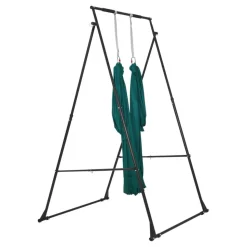 VEVOR Yoga Stand Frame, Max 440.9 lbs Load Swing Stand, Triangular Structure Aerial Rig, Aerial Silk Stands with EVA Foam & 6.6-yard Yoga Hammock, 4-Level Horizontal & 6-Level Vertical Adjustment