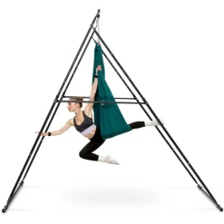 VEVOR Yoga Stand Frame, Max 440.9 lbs Load Swing Stand, Triangular Structure Pull Up Stands, Aerial Silk Stands with EVA Foam & 6.6-yard Yoga Hammock, 4-Level Horizontal & 6-Level Vertical Adjustment