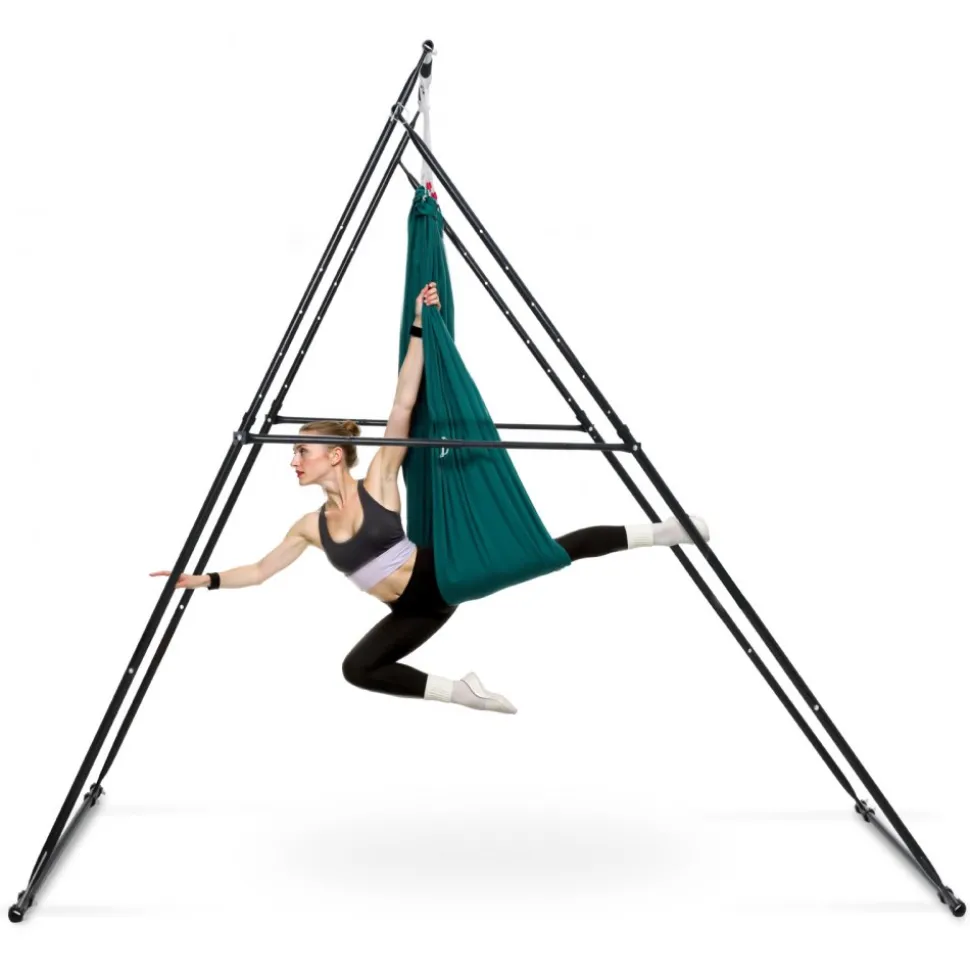 VEVOR Yoga Stand Frame, Max 440.9 lbs Load Swing Stand, Triangular Structure Pull Up Stands, Aerial Silk Stands with EVA Foam & 6.6-yard Yoga Hammock, 4-Level Horizontal & 6-Level Vertical Adjustment