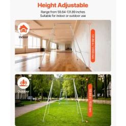 VEVOR Yoga Stand Frame, Max 310 lbs Load Swing Stand, Triangular Structure Pull Up Stands, Aerial Silk Stands with Height Adjustable & Aluminum Frame Legs, Stainless Steel Top Bar