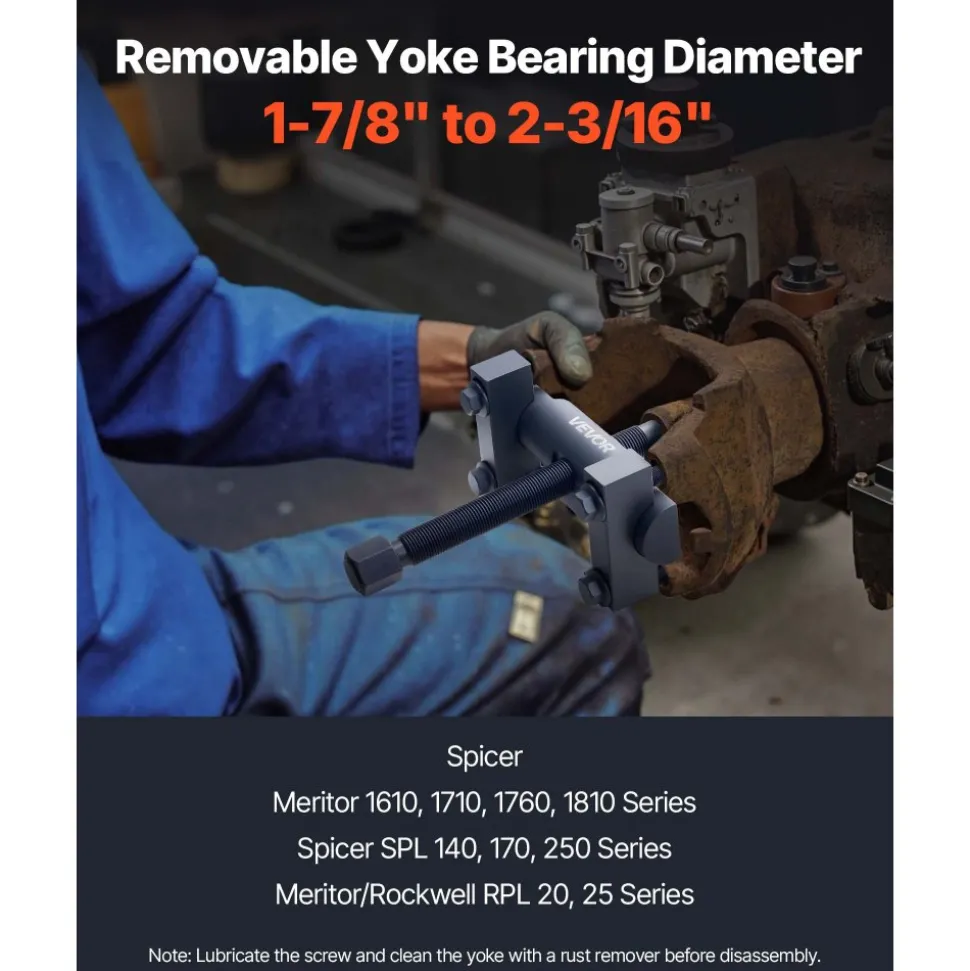 VEVOR Yoke Puller, Made for Class 6-8 Transportation Trucks and Equipment, Heavy Duty Yoke Removal Tool Kit, Automotive Yoke Puller Kit Compatible with Kenworth, Peterbilt, Freightliner, Mack, Volvo