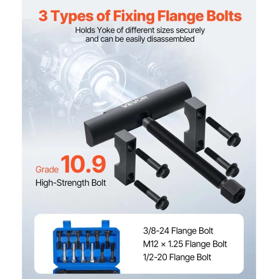 VEVOR Yoke Puller, Made for Class 6-8 Transportation Trucks and Equipment, Heavy Duty Yoke Removal Tool Kit, Automotive Yoke Puller Kit Compatible with Kenworth, Peterbilt, Freightliner, Mack, Volvo