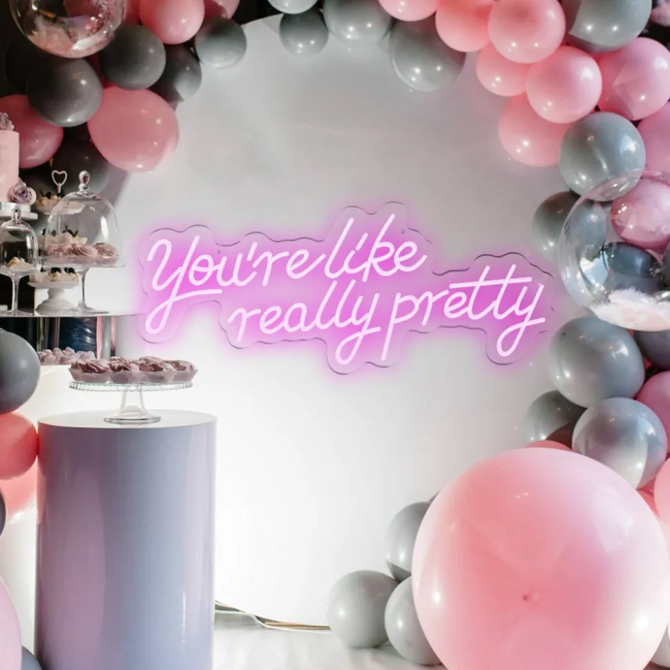 VEVOR You're Like Really Pretty Neon Sign, 27.5" x 12" Pink LED Neon Signs for Wall Decor, Large Lights Sign with Remote Control and Power Adapter, Used for Party, Wedding, Living Room, Office
