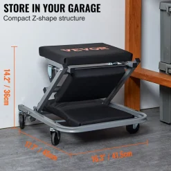 VEVOR Z-Creeper Seat, 2 in 1 Rolling Folding Car Creeper/Stool, 300 lbs Capacity Mechanic Creeper, Low Profile Creeper with 6 pcs Wheels for Garage, Shop, Auto Repair, Lay Down or Sit, Black
