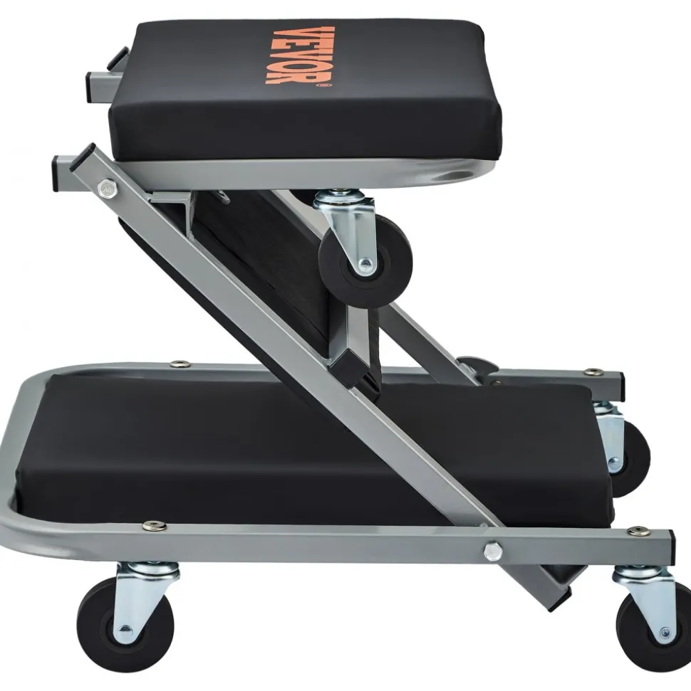 VEVOR Z-Creeper Seat, 2 in 1 Rolling Folding Car Creeper/Stool, 300 lbs Capacity Mechanic Creeper, Low Profile Creeper with 6 pcs Wheels for Garage, Shop, Auto Repair, Lay Down or Sit, Black