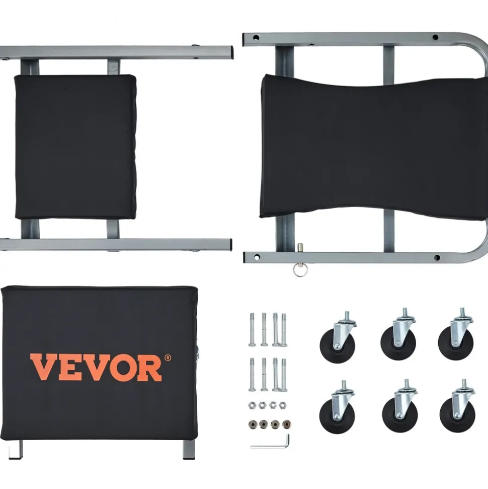 VEVOR Z-Creeper Seat, 2 in 1 Rolling Folding Car Creeper/Stool, 300 lbs Capacity Mechanic Creeper, Low Profile Creeper with 6 pcs Wheels for Garage, Shop, Auto Repair, Lay Down or Sit, Black