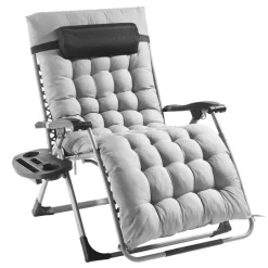 VEVOR Zero Gravity Chair, 33 inch Zero Gravity Recliner Lounge Chair for Indoor and Outdoor, Adjustable Anti Gravity Chair with Cushion, Headrest, Footrest, and Cupholder, 500 lbs, Gray