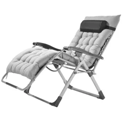 VEVOR Zero Gravity Chair, 33 inch Zero Gravity Recliner Lounge Chair for Indoor and Outdoor, Adjustable Anti Gravity Chair with Cushion, Headrest, Footrest, and Cupholder, 500 lbs, Gray
