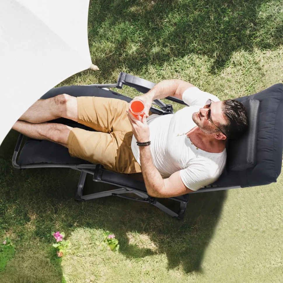 VEVOR Zero Gravity Chair, 26 inch Zero Gravity Recliner Lounge Chair for Indoor and Outdoor, Adjustable Anti Gravity Chair with Cushion, Headrest, Footrest, and Cupholder, 500 lbs, Black