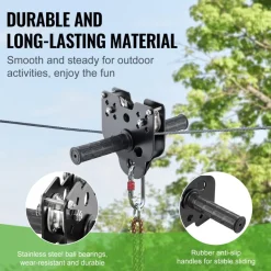 VEVOR Zipline Kit for Kids and Adult, 100 ft Zip Line Kits Up to 500 lb, Backyard Outdoor Quick Setup Zipline, Playground Entertainment with Stainless Steel Zipline, Spring Brake, Safety Harness, Seat