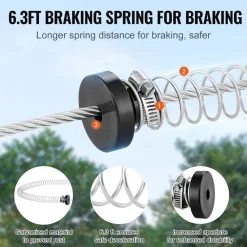 VEVOR Zipline Kit for Kids and Adult, 100 ft Zip Line Kits Up to 500 lb, Backyard Outdoor Quick Setup Zipline, Playground Entertainment with Stainless Steel Zipline, Spring Brake, Safety Harness, Seat