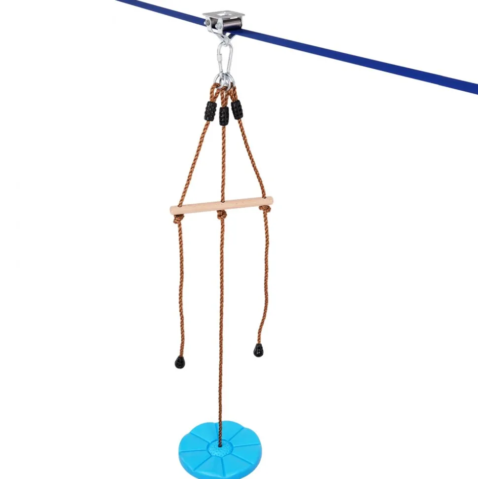 VEVOR Zipline Kit for Kids and Adult, 52 ft Zip Line Kits Up to 500 lb, Backyard Outdoor Quick Setup Zipline, Playground Entertainment with Zipline, Nylon Safety Harness, Seat, and Handlebar