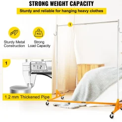 VEVOR Z Rack, Industrial Grade Z Base Garment Rack, Rolling Z Garment Rack, Sturdy Steel Z Base Clothing Rack with Lockable Casters for Home Garment Store Display Commercial Use Oran