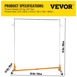 VEVOR Z Rack, Industrial Grade Z Base Garment Rack, Rolling Z Garment Rack, Sturdy Steel Z Base Clothing Rack with Lockable Casters for Home Garment Store Display Commercial Use Oran