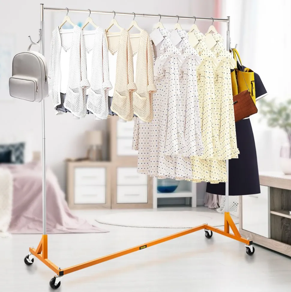 VEVOR Z Rack, Industrial Grade Z Base Garment Rack, Rolling Z Garment Rack, Sturdy Steel Z Base Clothing Rack with Lockable Casters for Home Garment Store Display Commercial Use Oran