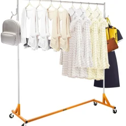 VEVOR Z Rack, Industrial Grade Z Base Garment Rack, Rolling Z Garment Rack, Sturdy Steel Z Base Clothing Rack with Lockable Casters for Home Garment Store Display Commercial Use Oran
