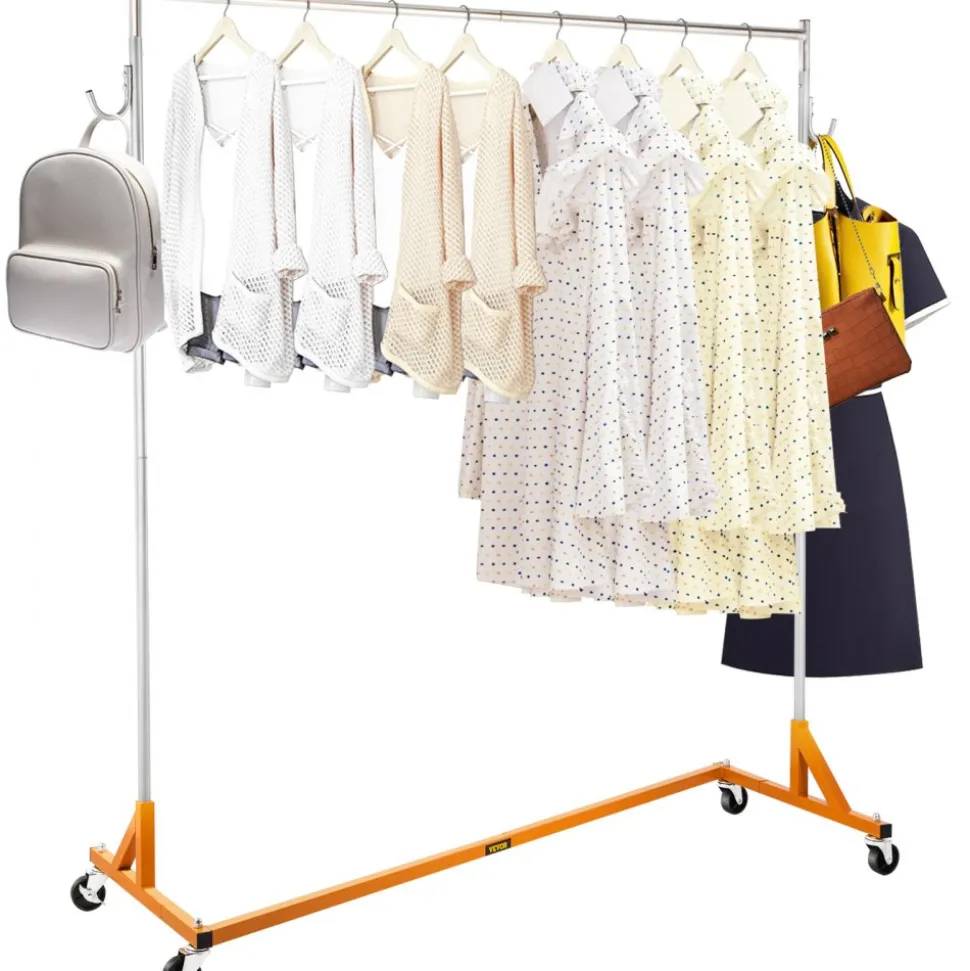 VEVOR Z Rack, Industrial Grade Z Base Garment Rack, Rolling Z Garment Rack, Sturdy Steel Z Base Clothing Rack with Lockable Casters for Home Garment Store Display Commercial Use Oran