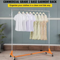 VEVOR Z Rack, Industrial Grade Z Base Garment Rack, Rolling Z Garment Rack, Sturdy Steel Z Base Clothing Rack with Lockable Casters for Home Garment Store Display Commercial Use Oran
